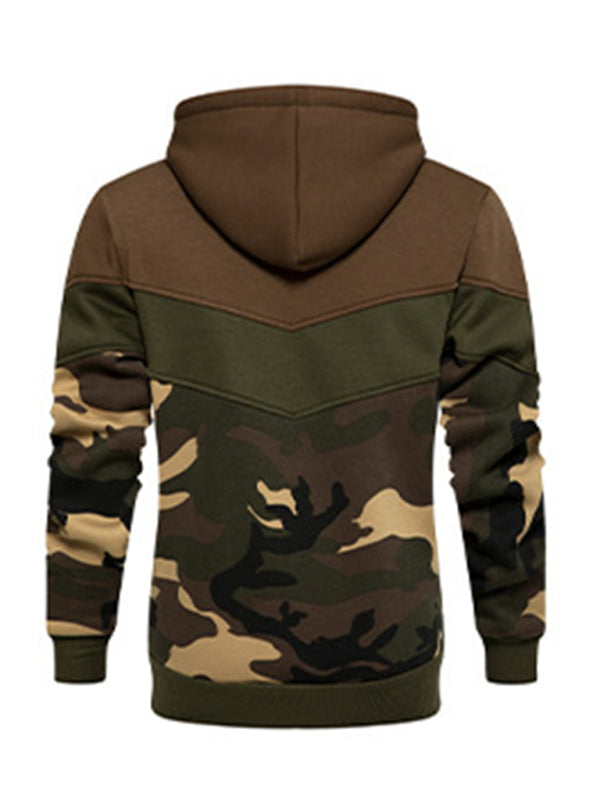 Men's casual color block and contrast fashion hooded sweatshirt