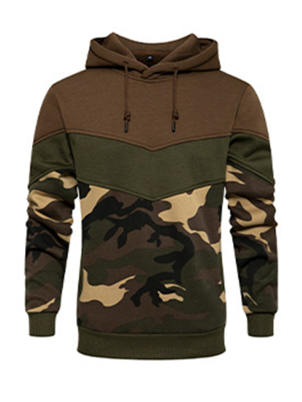 Men's casual color block and contrast fashion hooded sweatshirt