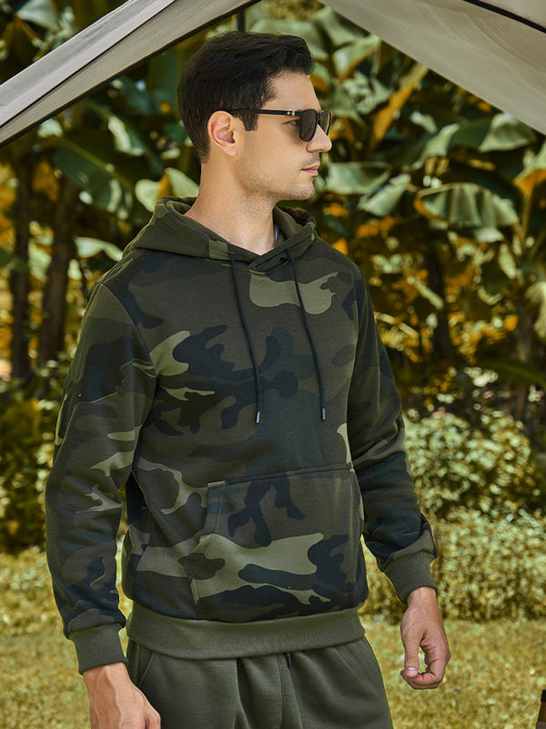 Lässiges, modisches Kapuzensweatshirt mit Camouflage-Print für Herren 