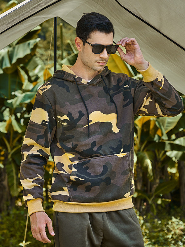 Lässiges, modisches Kapuzensweatshirt mit Camouflage-Print für Herren 