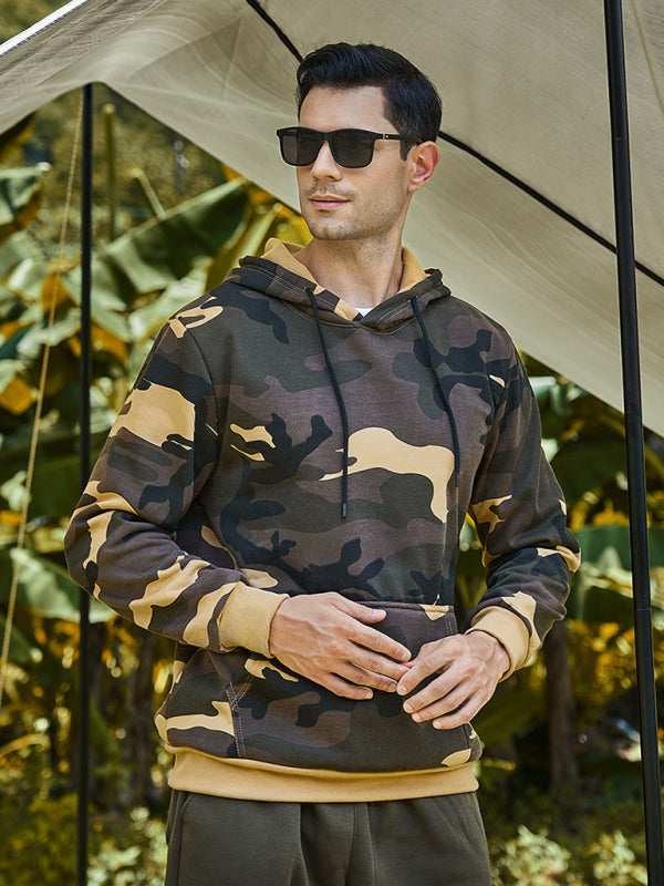 Lässiges, modisches Kapuzensweatshirt mit Camouflage-Print für Herren 