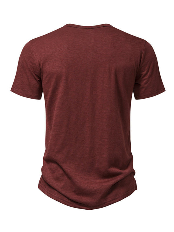 Men's Henley Casual Fashion Basic Short Sleeve T-Shirt