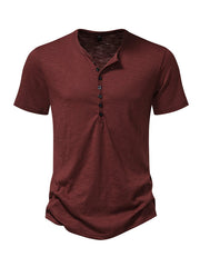 T-shirt Henley basique à manches courtes pour homme, style décontracté. 