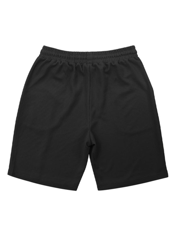 Ensemble short et manches courtes décontracté pour homme, couleur unie 