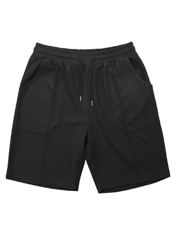Ensemble short et manches courtes décontracté pour homme, couleur unie 