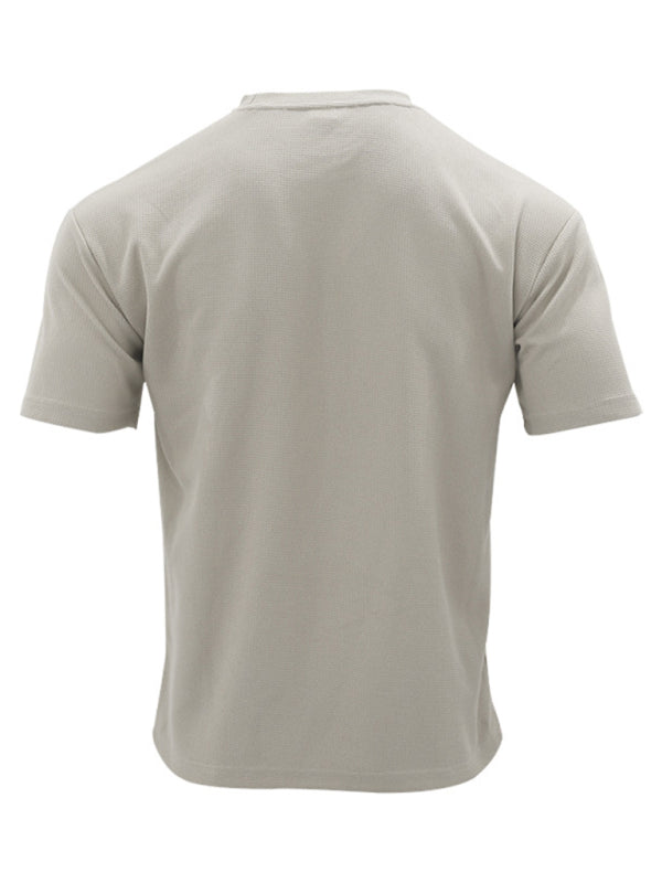 Ensemble short et manches courtes décontracté pour homme, couleur unie 