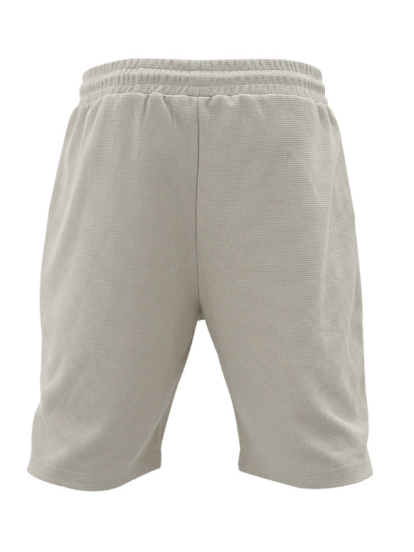 Ensemble short et manches courtes décontracté pour homme, couleur unie 