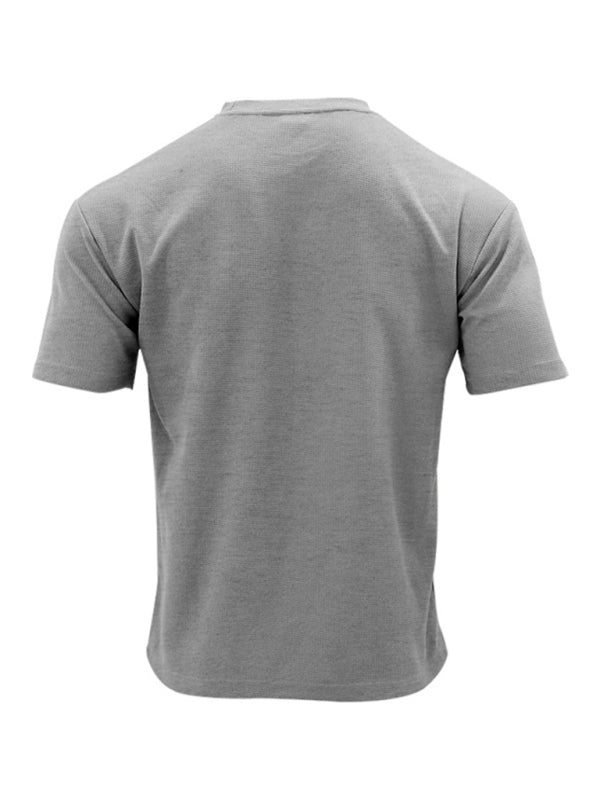 Ensemble short et manches courtes décontracté pour homme, couleur unie 