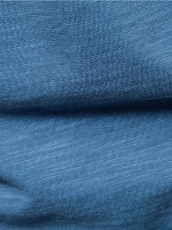 T-shirt à manches courtes et col rond en coton flammé uni pour homme 