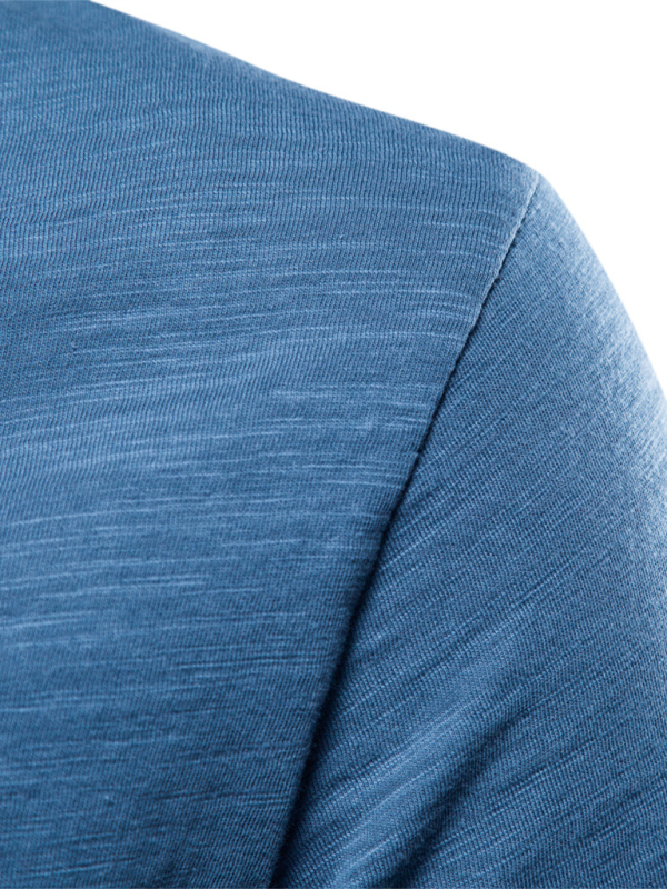 T-shirt à manches courtes et col rond en coton flammé uni pour homme 