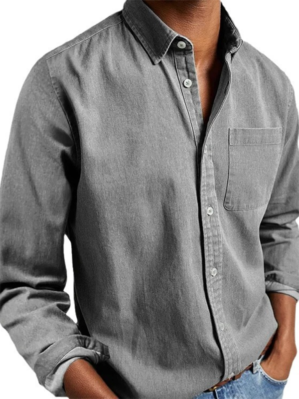 Chemise homme à manches longues et revers 