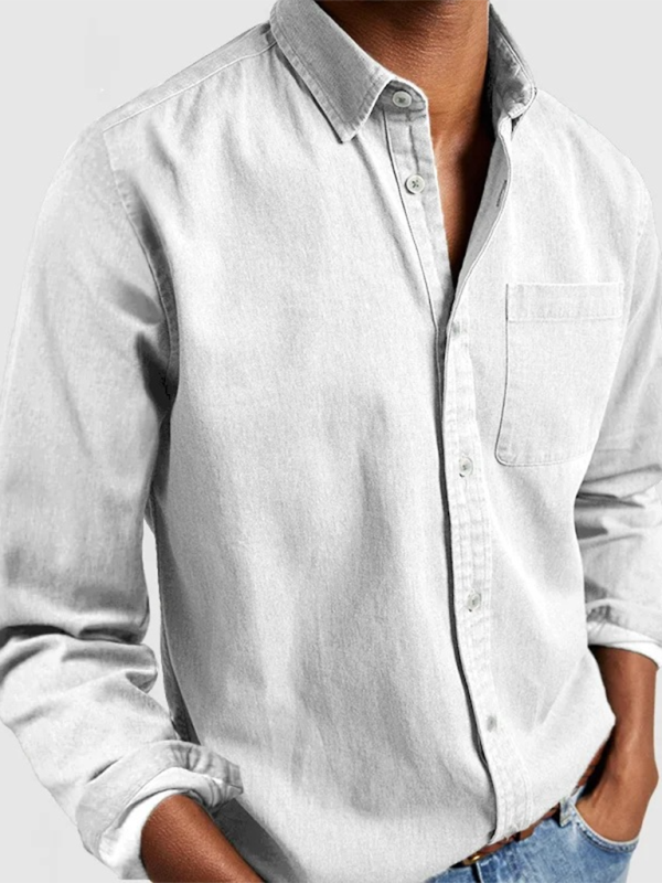 Chemise homme à manches longues et revers 