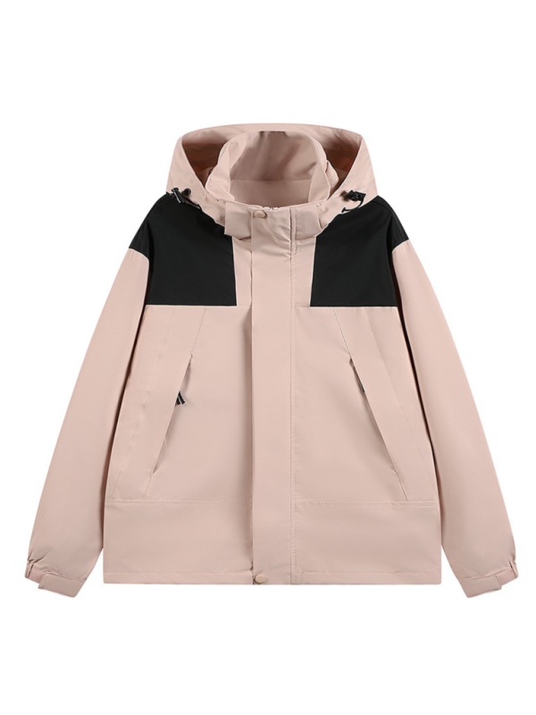 Unisex Couple Jacket with Removable Hood Waterproof Windproof Jacket – lifestyle view