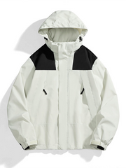 Unisex windbreaker jacket white black color-block front view