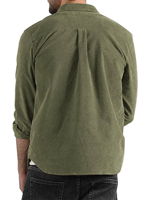 Long-sleeved shirt corduroy lapel button loose casual jacket – back view