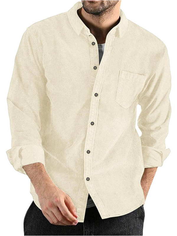 Long-sleeved shirt corduroy lapel button loose casual jacket – lifestyle view