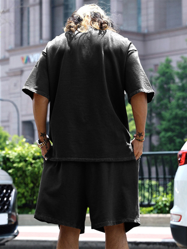 Ensemble short et short ample à manches courtes de couleur unie pour homme 