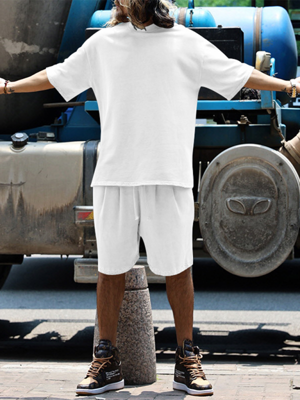 Ensemble short et short ample à manches courtes de couleur unie pour homme 