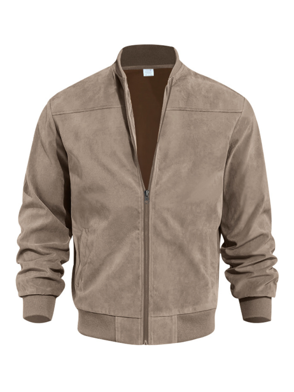Men's Suede Bomber Jacket - Flat Lay