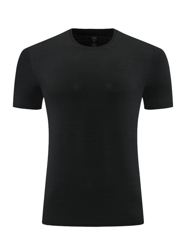 T-shirt de sport pour homme, en soie glacée, à séchage rapide, col rond et manches courtes 