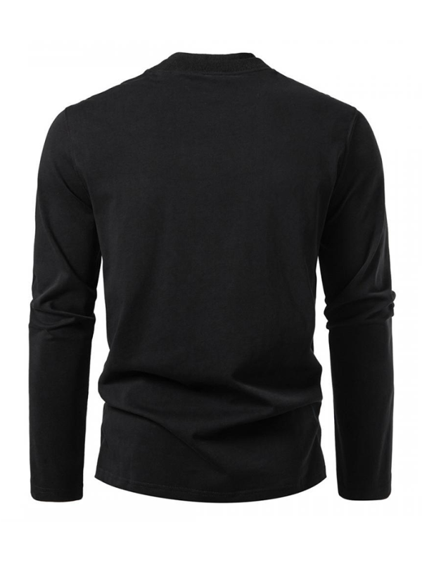 T-shirt à manches longues tendance à double épaisseur et col montant, chemise décontractée pour homme 