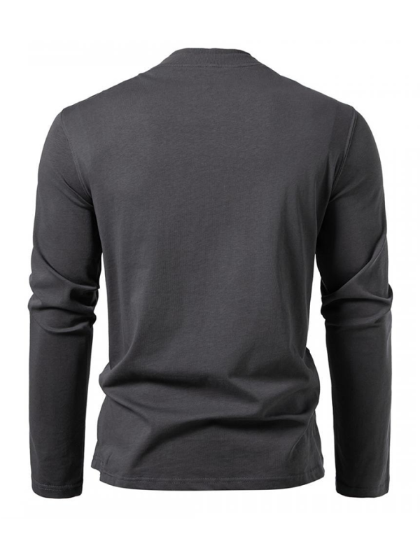 T-shirt à manches longues tendance à double épaisseur et col montant, chemise décontractée pour homme 