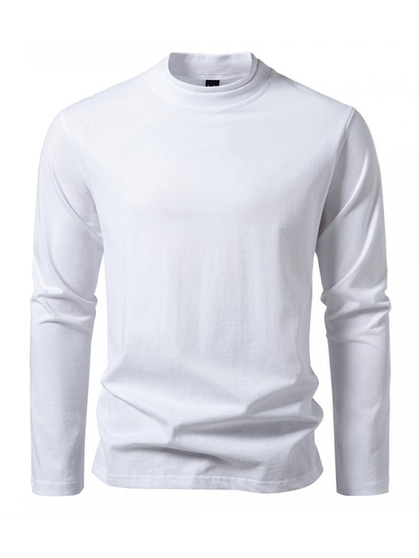 T-shirt à manches longues tendance à double épaisseur et col montant, chemise décontractée pour homme 