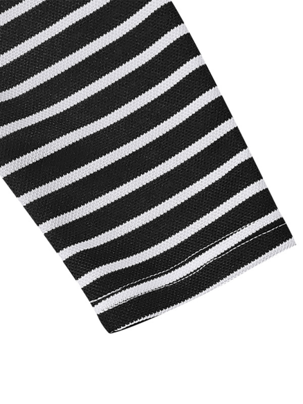 Langärmliges Henley-Shirt, lässiges Henley-T-Shirt mit horizontalen Streifen 