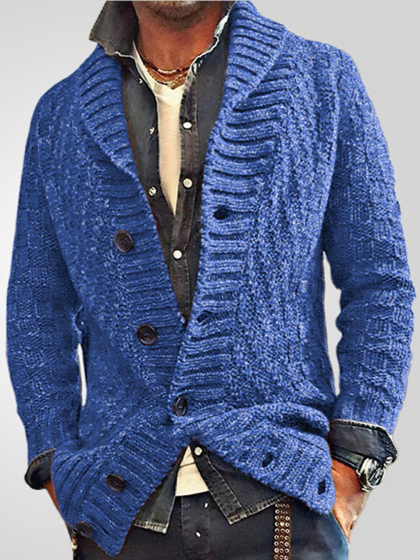 Men's autumn and winter long-sleeved thick needle sweater sweater Lapel men's jacket
