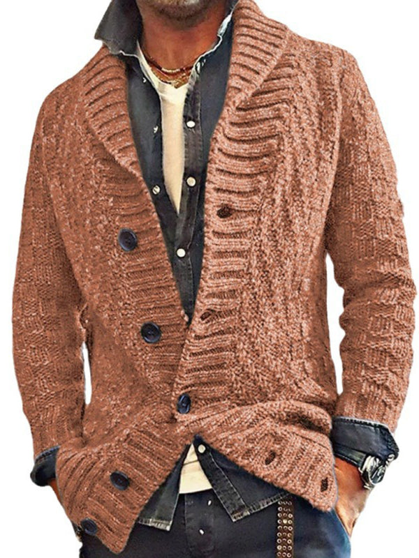 Men's autumn and winter long-sleeved thick needle sweater sweater Lapel men's jacket
