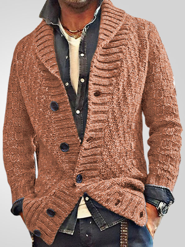 Men's autumn and winter long-sleeved thick needle sweater sweater Lapel men's jacket