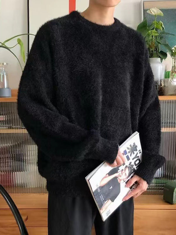 Lockerer Herrenpullover mit Rundhalsausschnitt 