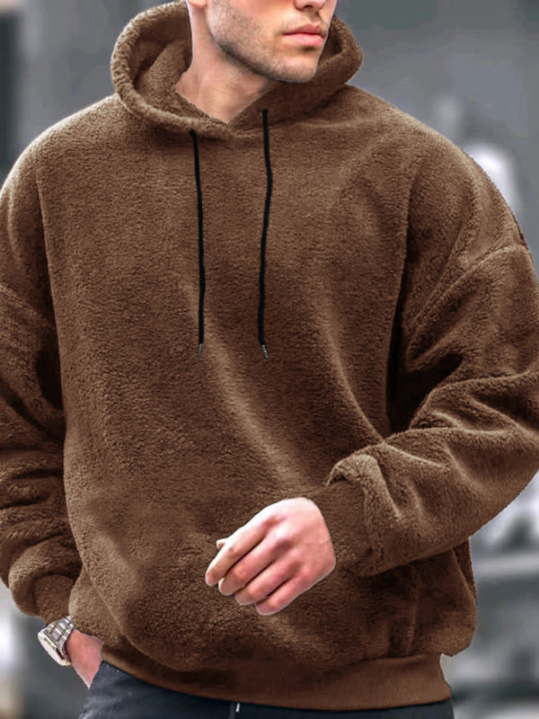 Sweat-shirt décontracté pour homme, veste polaire corail 