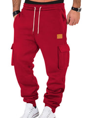 Men's cargo joggers wine red – front view