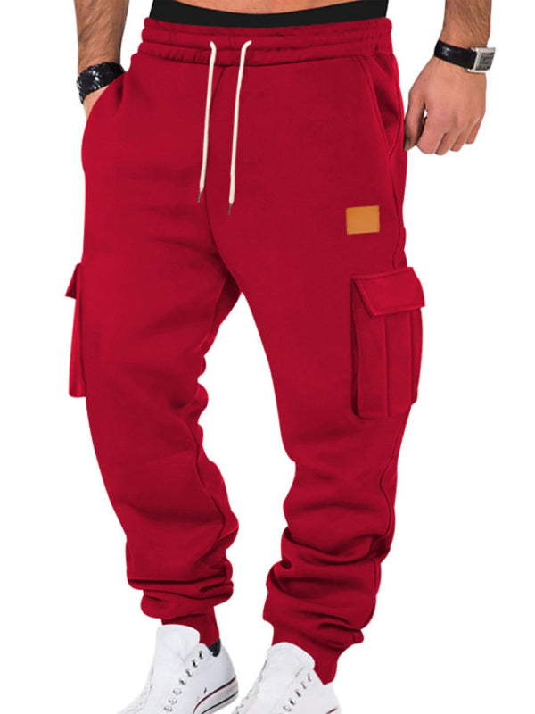 Men's cargo joggers wine red – front view