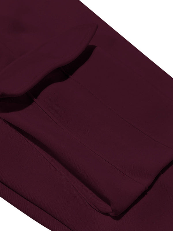 Men's casual sports multi-pocket workwear sweatpants – closeup view