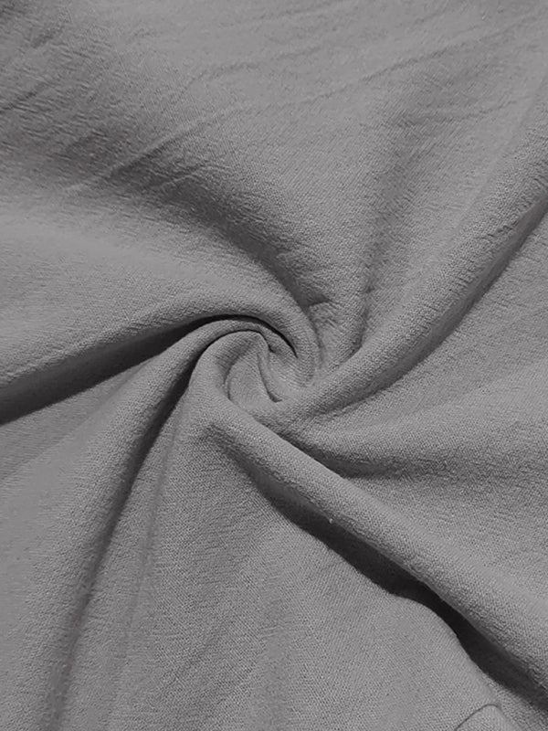 Pantalon décontracté ample en lin gris respirant pour homme 