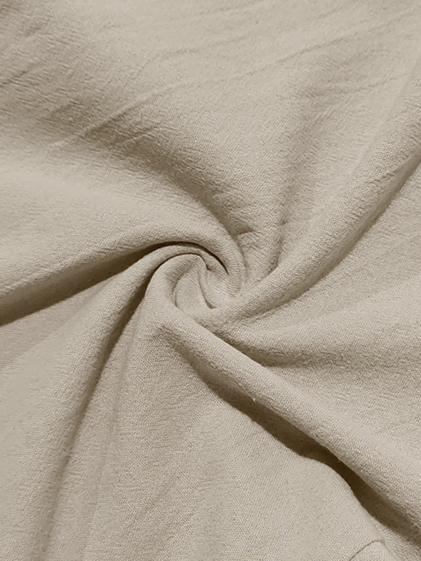 Pantalon décontracté ample en lin léger kaki respirant pour homme 