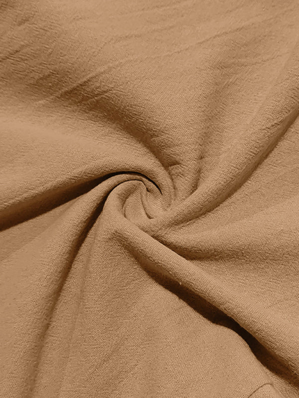 Herren Khaki Atmungsaktive Leinen-Freizeithose mit lockerem Schnitt 