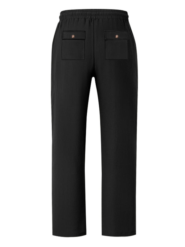 Lässige, atmungsaktive Leinenhose mit weitem Bein, geeignet für Strand und Sport in allen vier Jahreszeiten. 