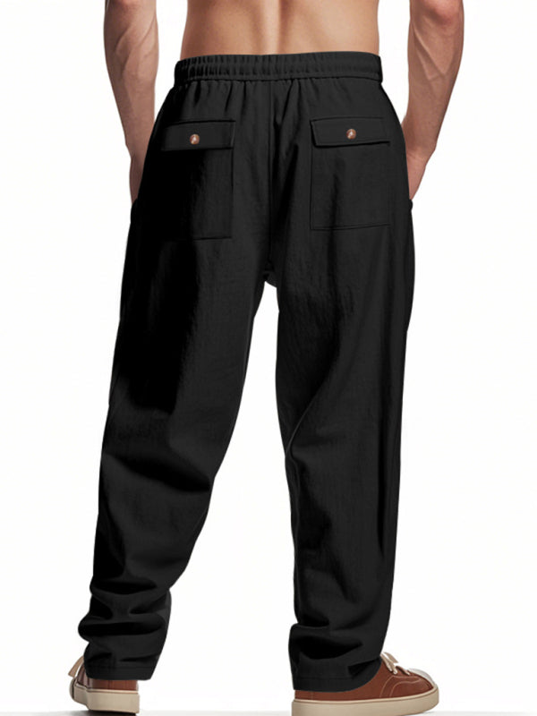Lässige, atmungsaktive Leinenhose mit weitem Bein, geeignet für Strand und Sport in allen vier Jahreszeiten. 
