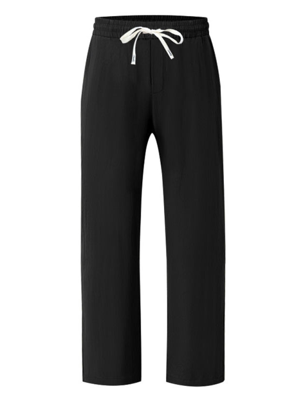 Lässige, atmungsaktive Leinenhose mit weitem Bein, geeignet für Strand und Sport in allen vier Jahreszeiten. 