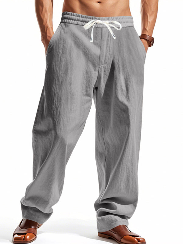 Lässige, atmungsaktive Leinenhose mit weitem Bein, geeignet für Strand und Sport in allen vier Jahreszeiten. 