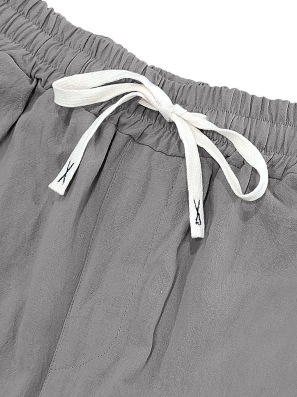 Lässige, atmungsaktive Leinenhose mit weitem Bein, geeignet für Strand und Sport in allen vier Jahreszeiten. 