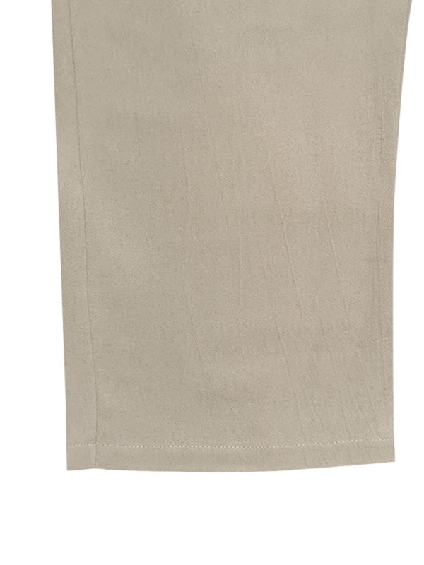 Lässige, atmungsaktive Leinenhose mit weitem Bein, geeignet für Strand und Sport in allen vier Jahreszeiten. 