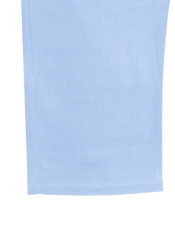Lässige, atmungsaktive Leinenhose mit weitem Bein, geeignet für Strand und Sport in allen vier Jahreszeiten. 