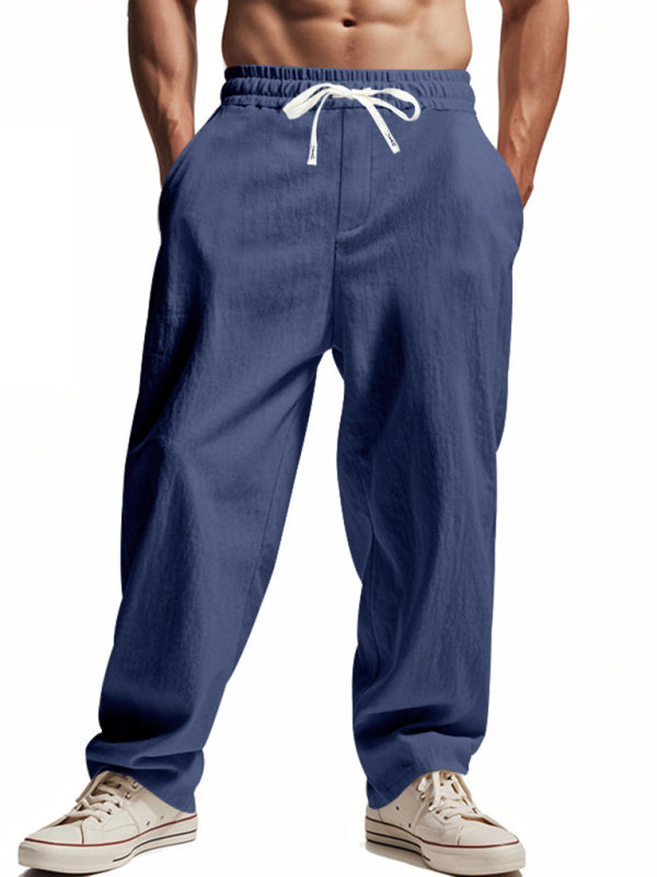 Lässige, atmungsaktive Leinenhose mit weitem Bein, geeignet für Strand und Sport in allen vier Jahreszeiten. 