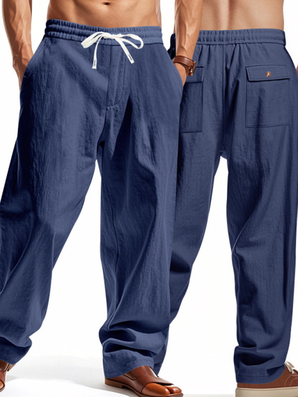 Lässige, atmungsaktive Leinenhose mit weitem Bein, geeignet für Strand und Sport in allen vier Jahreszeiten. 