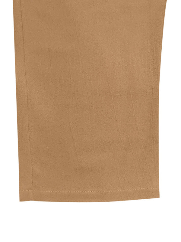 Lässige, atmungsaktive Leinenhose mit weitem Bein, geeignet für Strand und Sport in allen vier Jahreszeiten. 