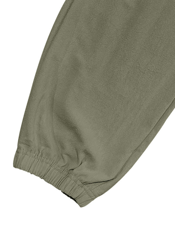 Pantalon de sport décontracté en lin pour homme, avec revers et poches multiples, idéal pour les activités de plein air. 